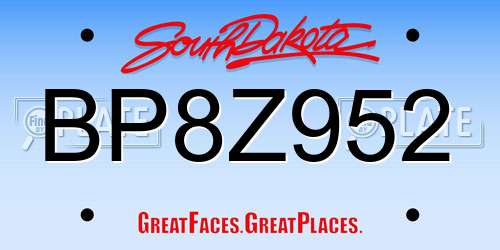 BP8Z952 South Dakota License Plate