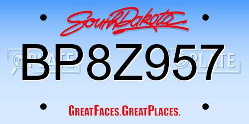 BP8Z957 South Dakota License Plate