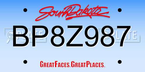 BP8Z987 South Dakota License Plate