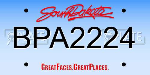 BPA2224 South Dakota License Plate