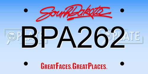 BPA262 South Dakota License Plate