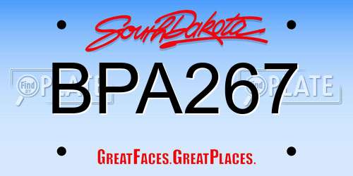 BPA267 South Dakota License Plate