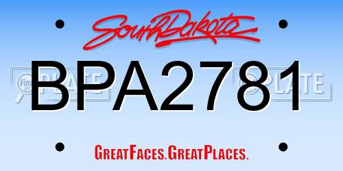 BPA2781 South Dakota License Plate