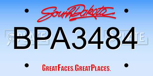 BPA3484 South Dakota License Plate