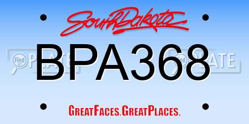 BPA368 South Dakota License Plate