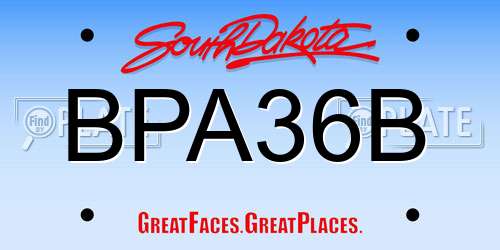 BPA36B South Dakota License Plate