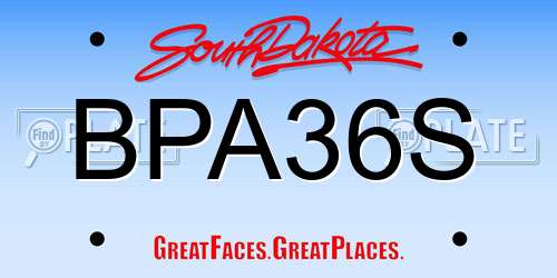BPA36S South Dakota License Plate
