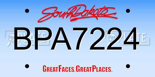 BPA7224 South Dakota License Plate