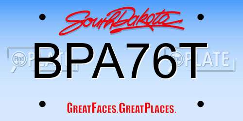 BPA76T South Dakota License Plate