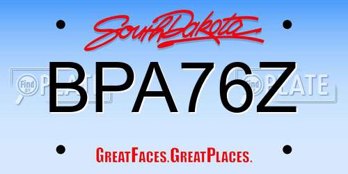 BPA76Z South Dakota License Plate