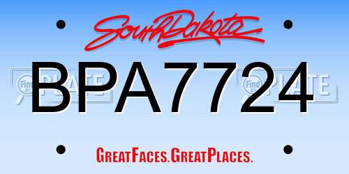 BPA7724 South Dakota License Plate