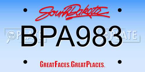 BPA983 South Dakota License Plate