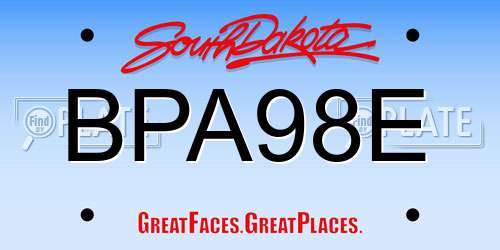 BPA98E South Dakota License Plate
