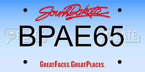 BPAE65 South Dakota License Plate