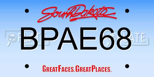 BPAE68 South Dakota License Plate