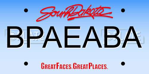 BPAEABA South Dakota License Plate