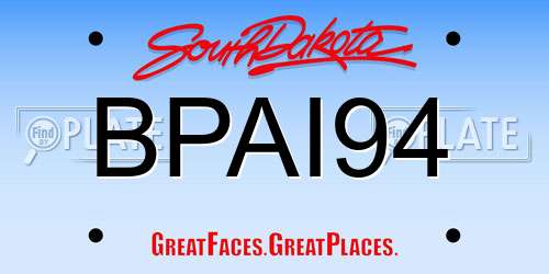 BPAI94 South Dakota License Plate
