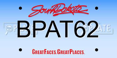 BPAT62 South Dakota License Plate