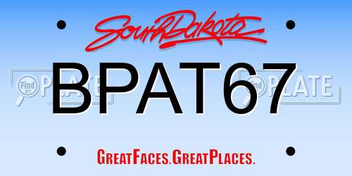 BPAT67 South Dakota License Plate