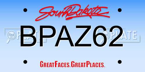 BPAZ62 South Dakota License Plate