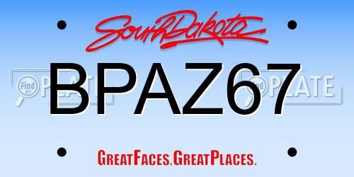 BPAZ67 South Dakota License Plate