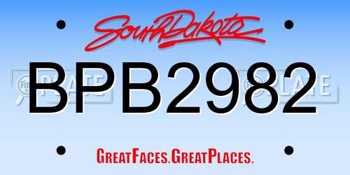 BPB2982 South Dakota License Plate