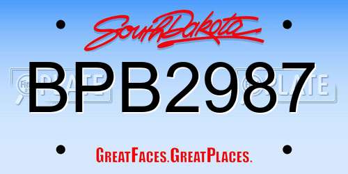BPB2987 South Dakota License Plate