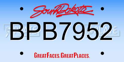 BPB7952 South Dakota License Plate