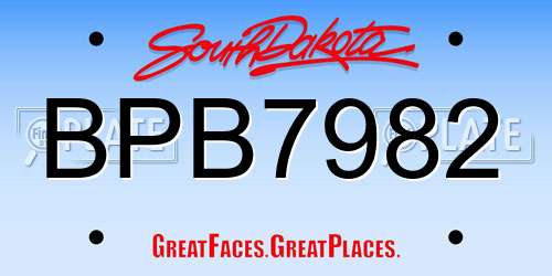 BPB7982 South Dakota License Plate