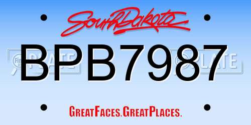 BPB7987 South Dakota License Plate