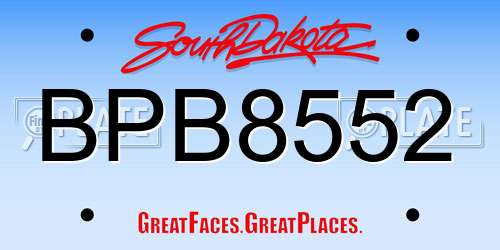 BPB8552 South Dakota License Plate