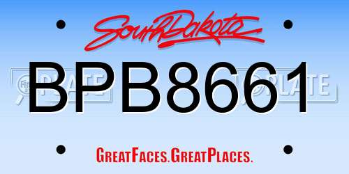 BPB8661 South Dakota License Plate