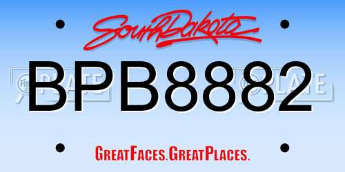 BPB8882 South Dakota License Plate