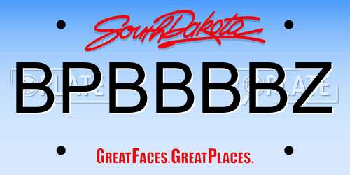 BPBBBBZ South Dakota License Plate