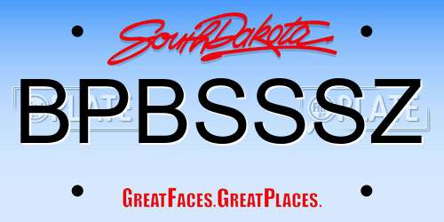 BPBSSSZ South Dakota License Plate