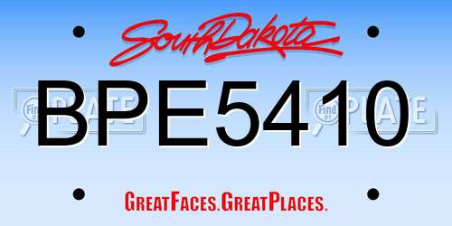 BPE5410 South Dakota License Plate