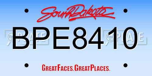 BPE8410 South Dakota License Plate