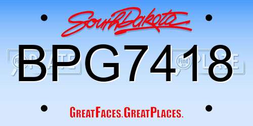 BPG7418 South Dakota License Plate