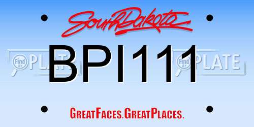 BPI111 South Dakota License Plate