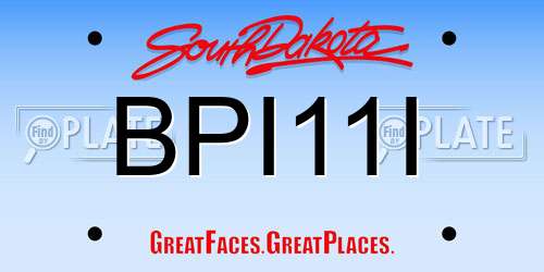 BPI11I South Dakota License Plate
