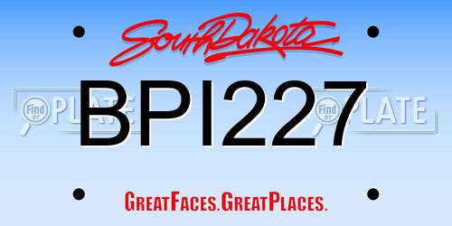 BPI227 South Dakota License Plate