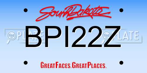 BPI22Z South Dakota License Plate
