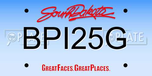 BPI25G South Dakota License Plate