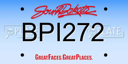 BPI272 South Dakota License Plate