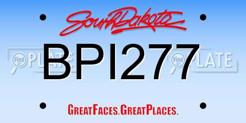 BPI277 South Dakota License Plate