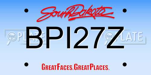 BPI27Z South Dakota License Plate