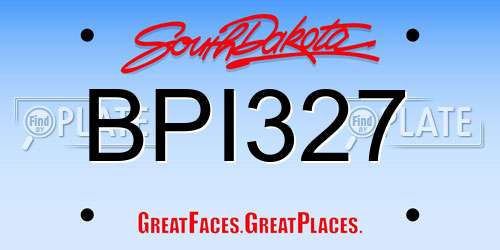 BPI327 South Dakota License Plate