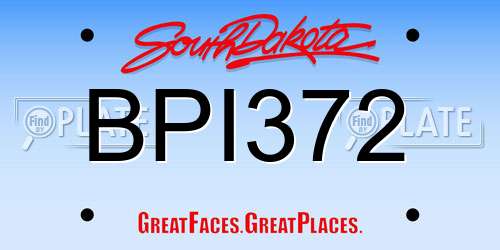 BPI372 South Dakota License Plate