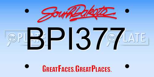 BPI377 South Dakota License Plate