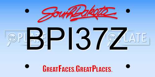 BPI37Z South Dakota License Plate